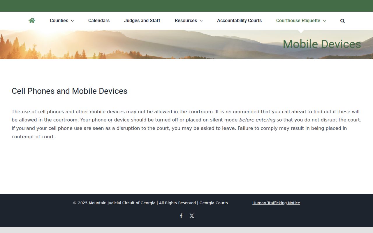 Habersham County court calendar mobile device notice