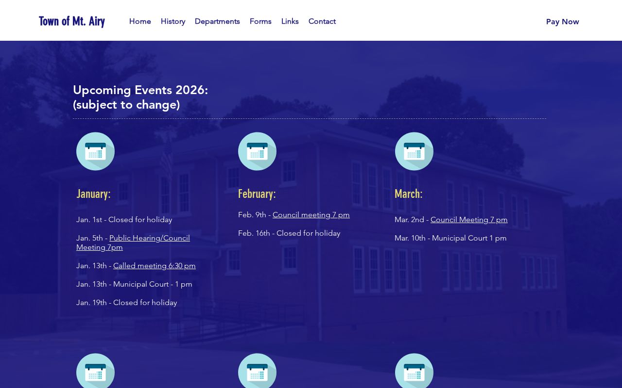 Mount Airy court docket municipal court dates on the town events page