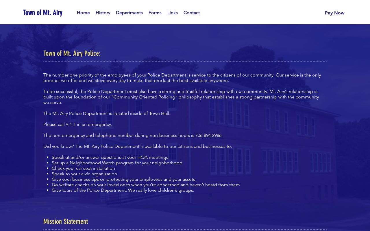 Mount Airy court docket municipal clerk and police contact page