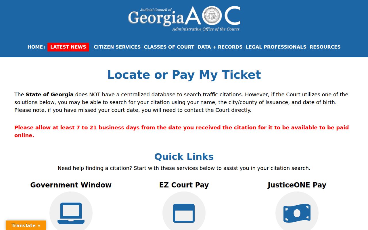 Georgia locator for Habersham County traffic court records