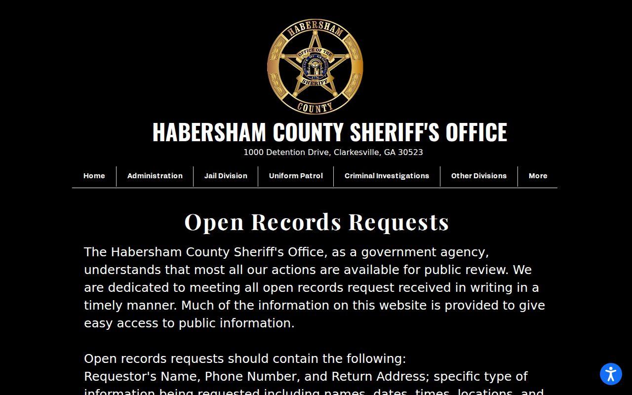 Sheriff request route related to Habersham County traffic court records
